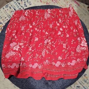 Floral Red Skirt Pleated Top Max Studio Size Xl